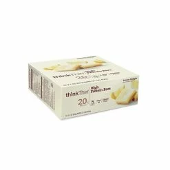 Promo ⭐ Snack Bars ThinkThin High Protein Bars, Lemon Delight White Chocolate, 2.1 Oz., 10/Pack (209-02479) 👏