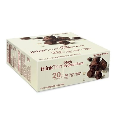New ❤️ Snack Bars ThinkThin High Protein Bars, Brownie Crunch, 2.1 Oz, 10/Pack (209-02478) 😀 3 New ❤️ Snack Bars ThinkThin High Protein Bars, Brownie Crunch, 2.1 Oz, 10/Pack (209-02478) 😀