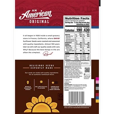 Best Pirce 🛒 Dried Fruit, Nuts & Trail Mix David® Sunflower Seeds BBQ Flavor, 5.25 Oz. Bags, 12 Bags/Box 👍 4 Best Pirce 🛒 Dried Fruit, Nuts & Trail Mix David® Sunflower Seeds BBQ Flavor, 5.25 Oz. Bags, 12 Bags/Box 👍 - Image 2