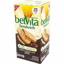 Promo 💯 Breakfast & Cereal Belvita Breakfast Sandwich Dark Chocolate Creme, 1.76 Oz, 25 Pack 🌟