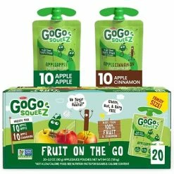 Coupon 👍 Snacks GoGo SqueeZ Variety Pack Apple/Cinnamon, 3.2 Oz, 20 Pk (MNA04331) 😍