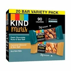 Best reviews of 🌟 Snack Bars KIND Minis Bars, Dark Chocolate Nuts And Sea Salt/Caramel Almond And Sea Salt, 0.7 Oz., 20/Pack (27964) 🤩