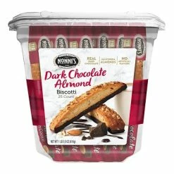 Buy ❤️ Nonni's Individually Wrapped Dark Chcolate Almond Italian Cookies, .86oz Value Pack Of 25 In A 21.5oz Tub 👍