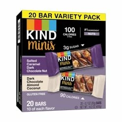 Outlet 👍 Snack Bars KIND Minis Bars, Salted Caramel Dark Chocolate Nut/Dark Chocolate Almond Coconut, 0.7 Oz., 20/Pack (27970) 🔥 -Granola Bars Online Shop unnamed file 302