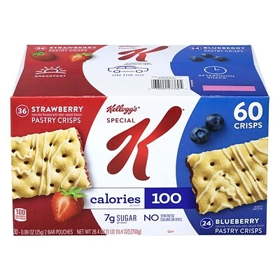 Brand new ✔️ Chips Special K Variety Pack Pastry Crisps, Strawberry/Blueberry, 0.88 Oz., 60/Pack (3800022083) 🔔 3 Brand new ✔️ Chips Special K Variety Pack Pastry Crisps, Strawberry/Blueberry, 0.88 Oz., 60/Pack (3800022083) 🔔